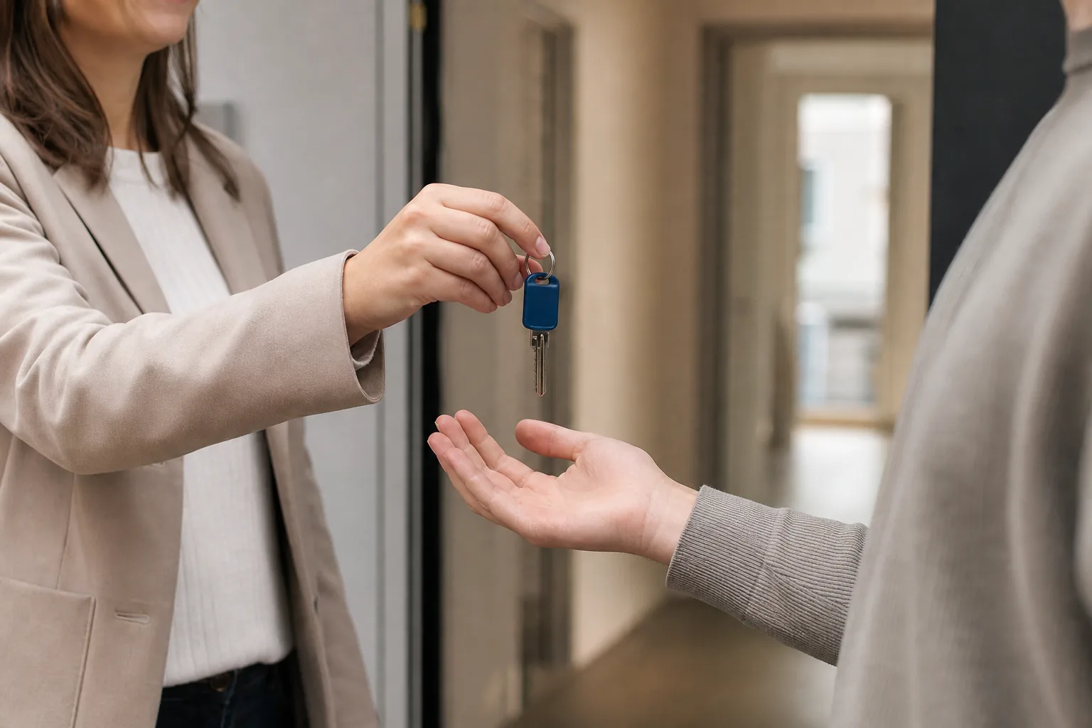 Persönliche Übergabe eines Wohnungsschlüssels